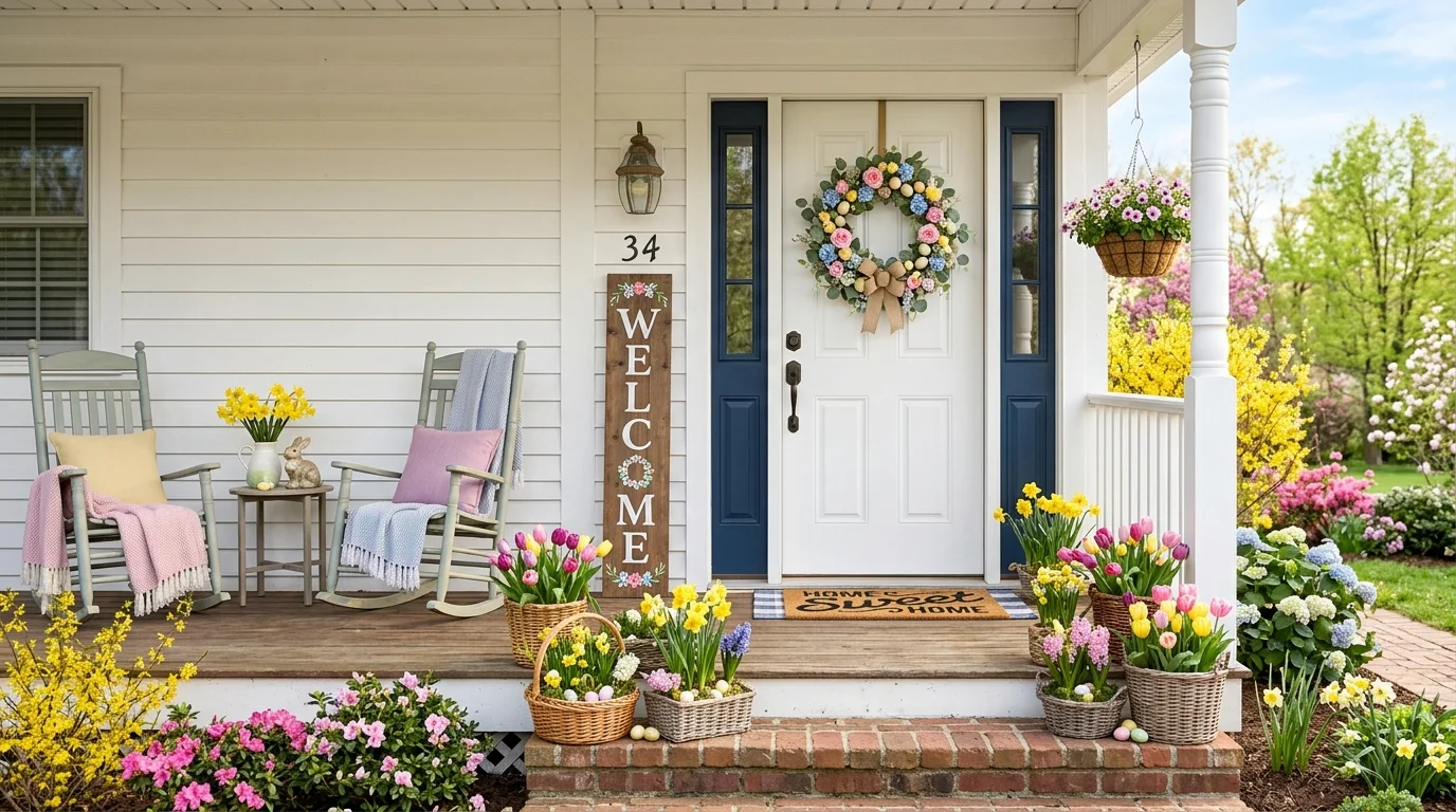 Charming Easter Front Porch Decor Ideas for a Hoppy Welcome inspiration image 1