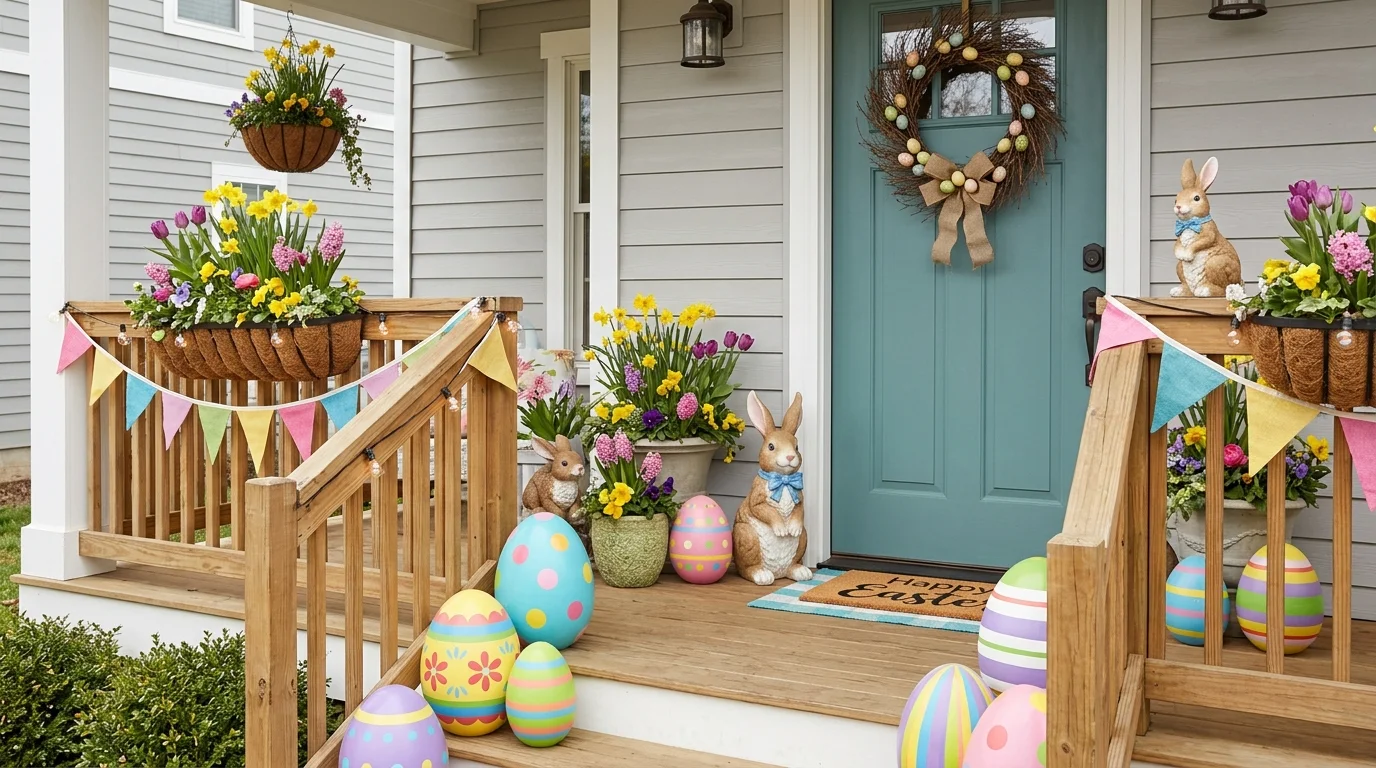 Charming Easter Front Porch Decor Ideas for a Hoppy Welcome inspiration image 9