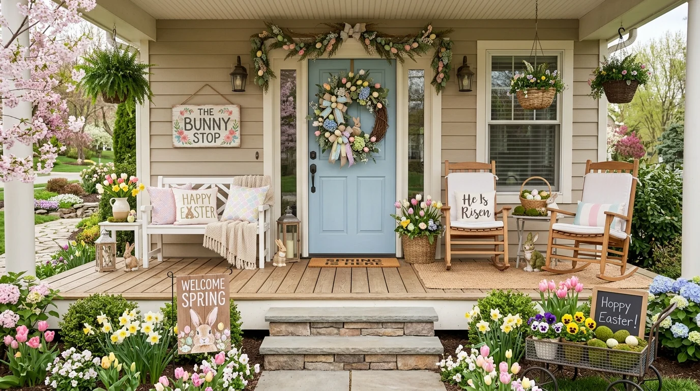 Charming Easter Front Porch Decor Ideas for a Hoppy Welcome inspiration image 14