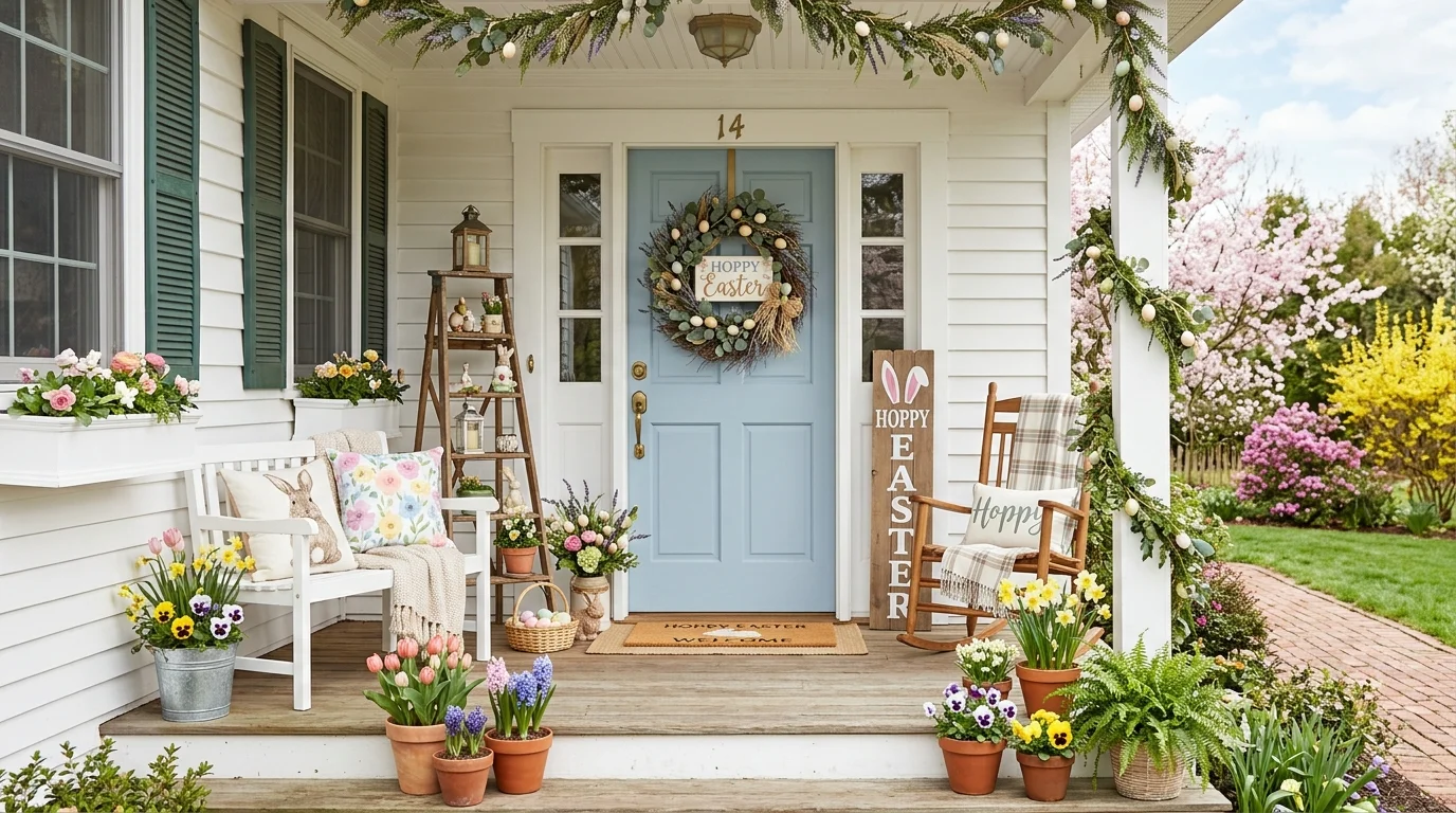 Charming Easter Front Porch Decor Ideas for a Hoppy Welcome inspiration image 15