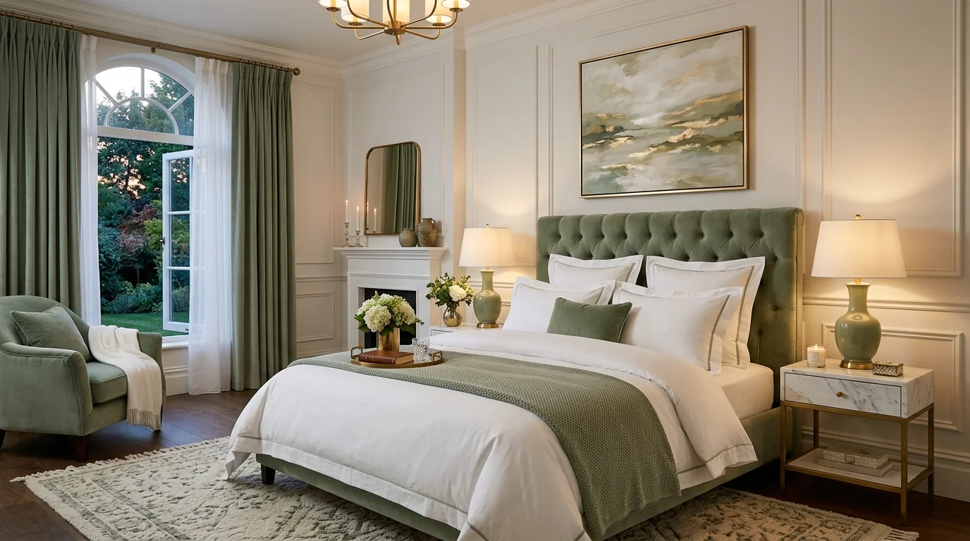 Fresh Green and White Bedroom Ideas for a Crisp Calming Retreat inspiration image 7