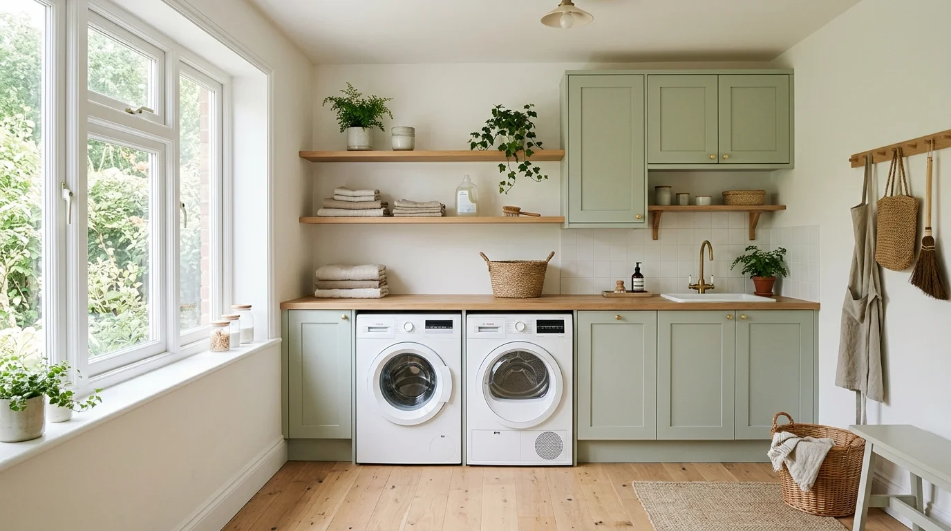 Fresh Green Laundry Room Ideas for a Vibrant Utility Space inspiration image 4