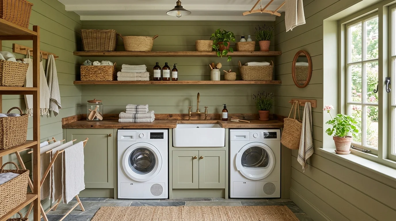 Fresh Green Laundry Room Ideas for a Vibrant Utility Space inspiration image 5
