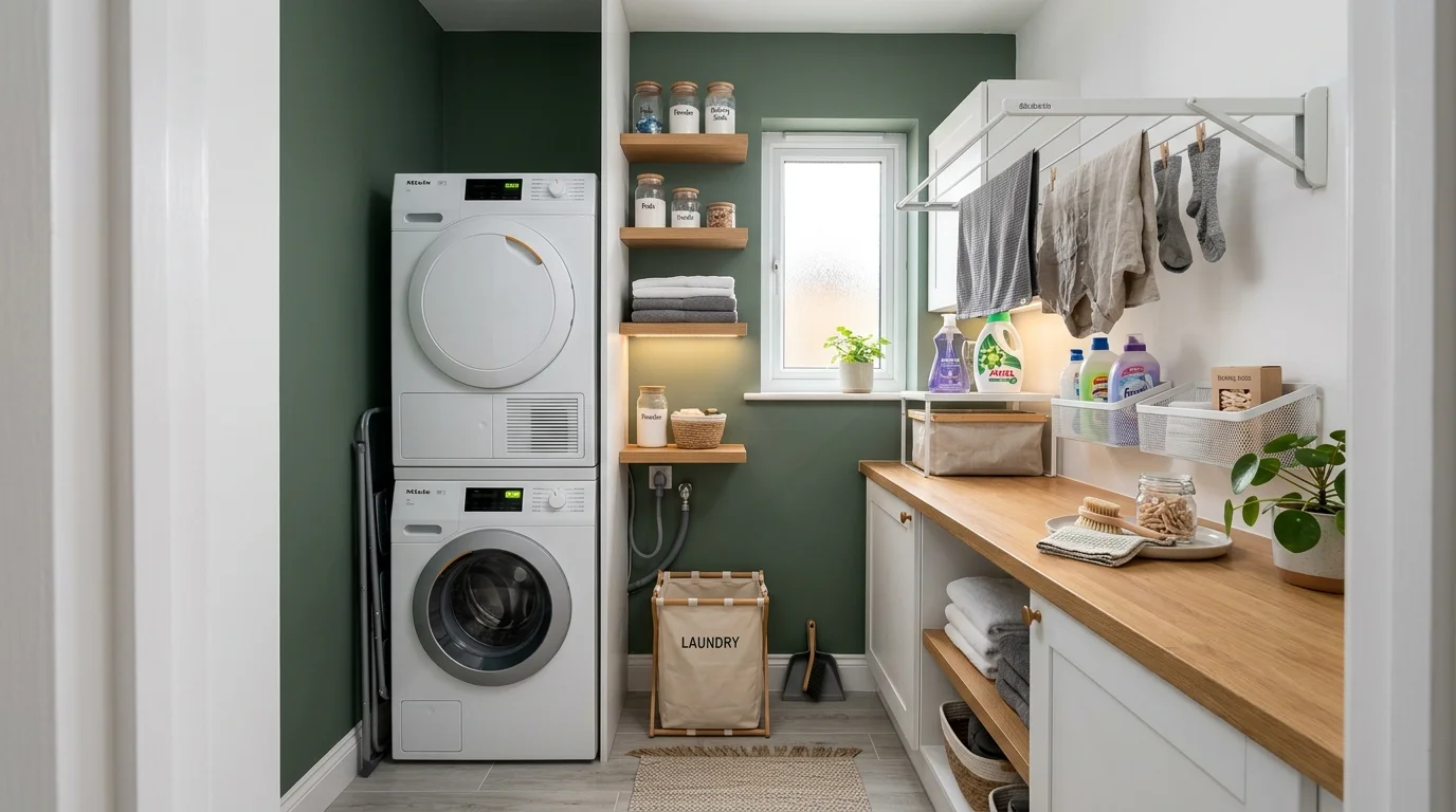 Fresh Green Laundry Room Ideas for a Vibrant Utility Space inspiration image 6