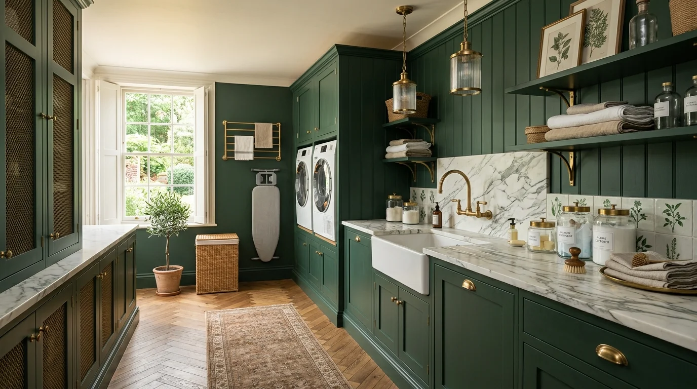 Fresh Green Laundry Room Ideas for a Vibrant Utility Space inspiration image 7