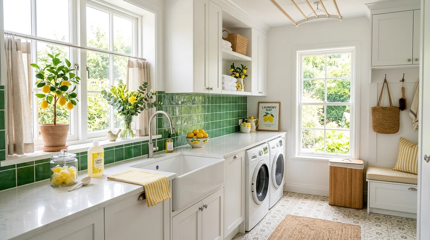 Fresh Green Laundry Room Ideas for a Vibrant Utility Space inspiration image 9