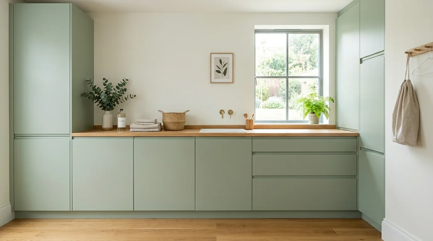 Fresh Green Laundry Room Ideas for a Vibrant Utility Space inspiration image 10