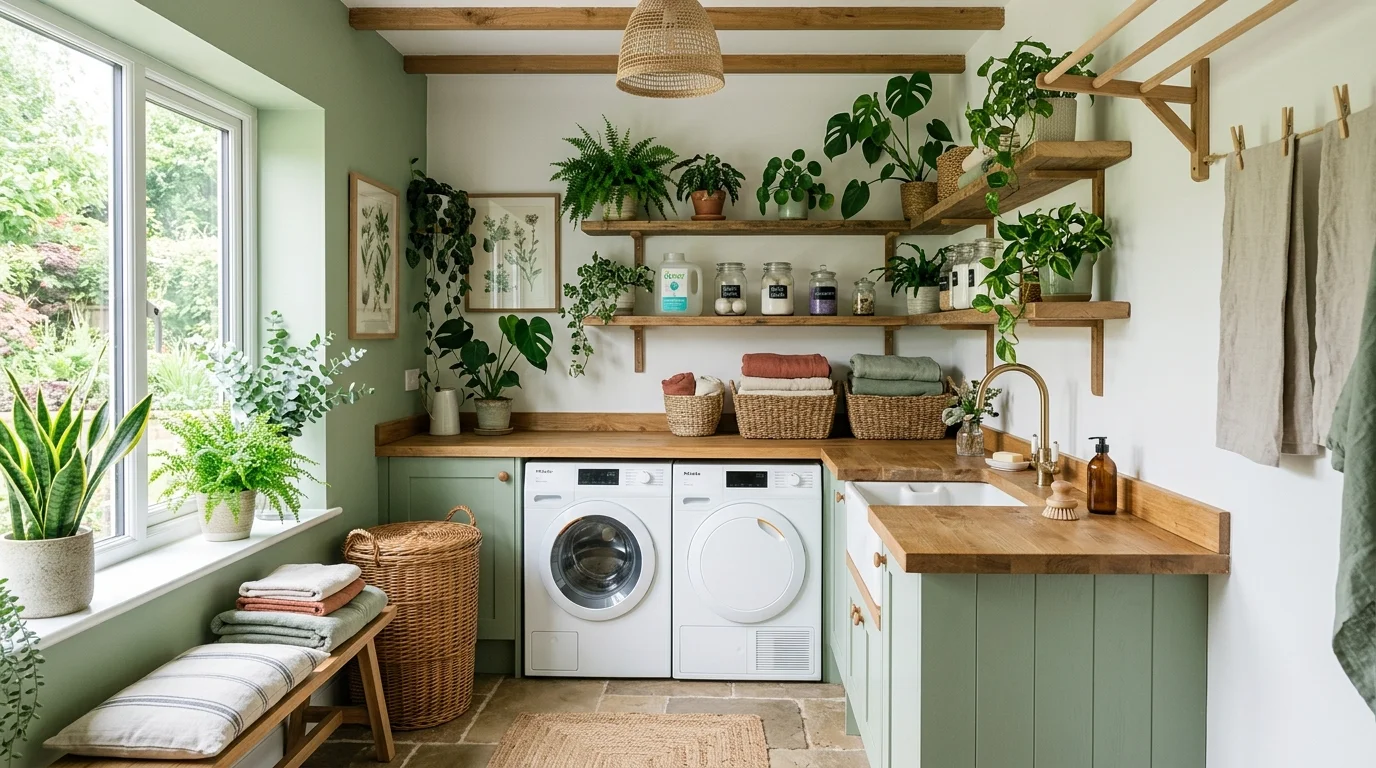 Fresh Green Laundry Room Ideas for a Vibrant Utility Space inspiration image 11