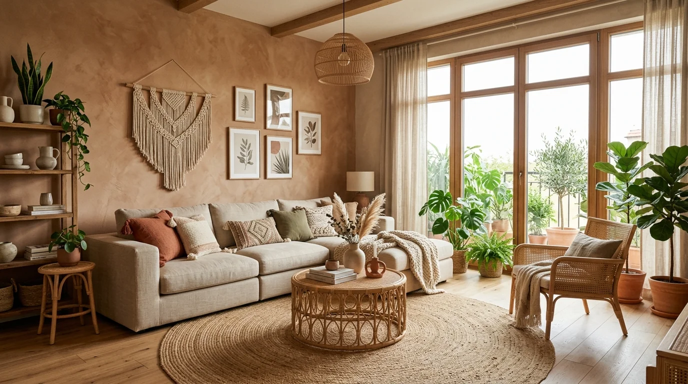 Natural Earthy Boho Living Room Ideas for Grounded Organic Style inspiration image 1
