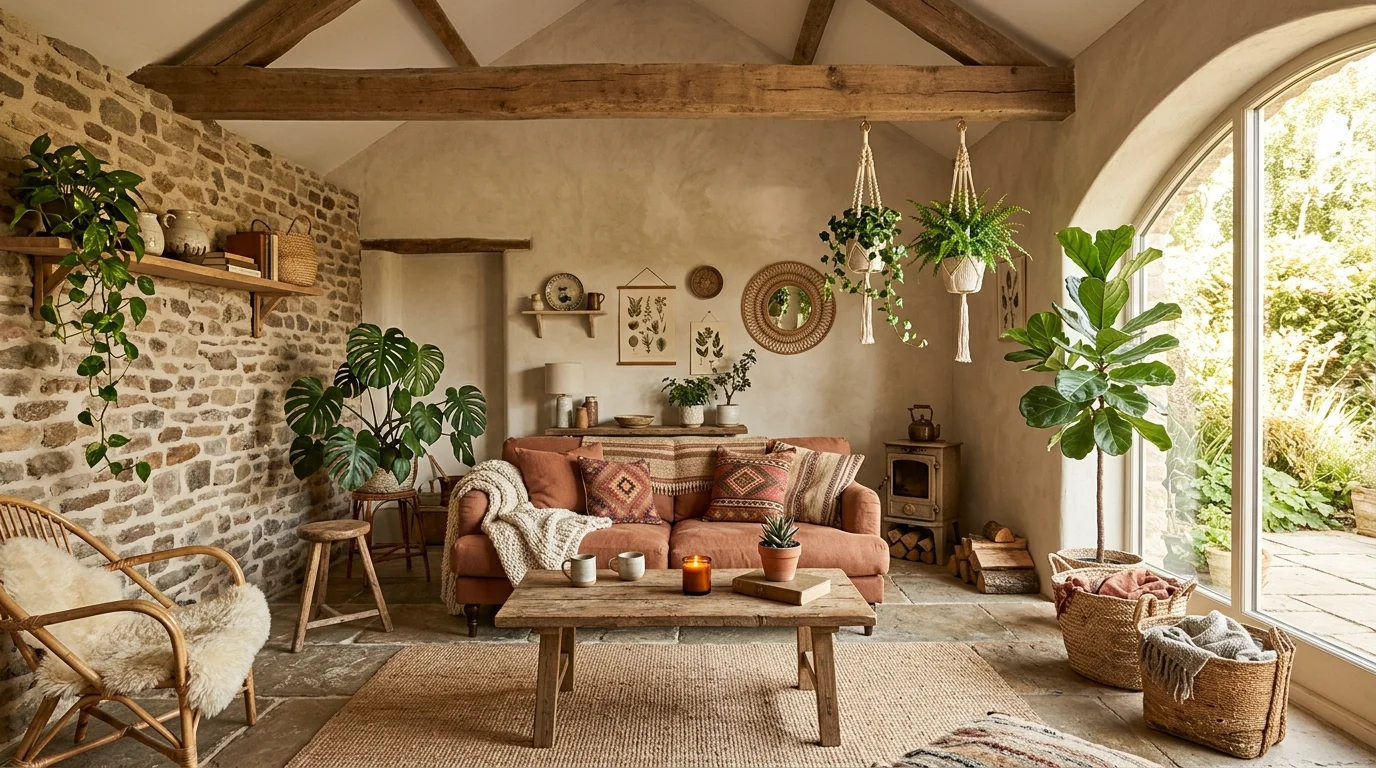 Natural Earthy Boho Living Room Ideas for Grounded Organic Style inspiration image 2