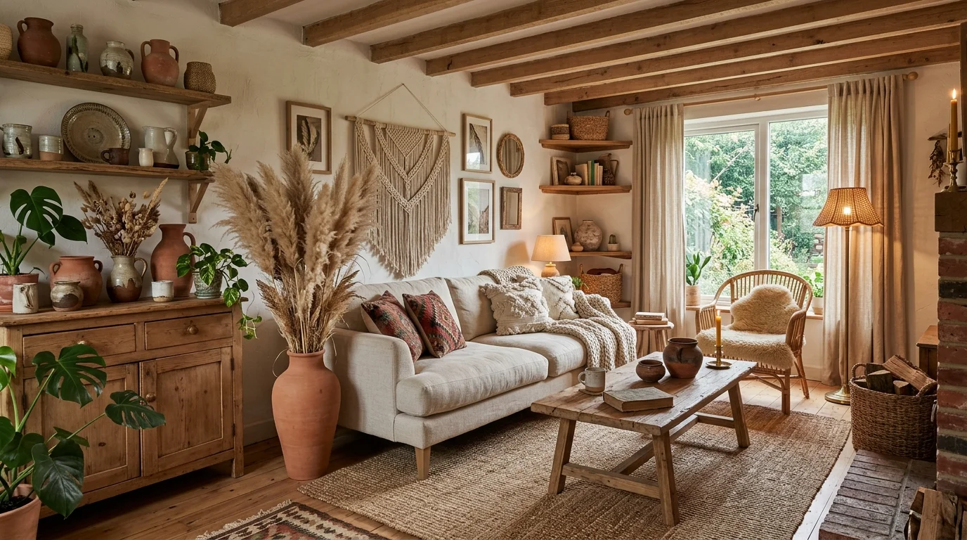 Natural Earthy Boho Living Room Ideas for Grounded Organic Style inspiration image 4