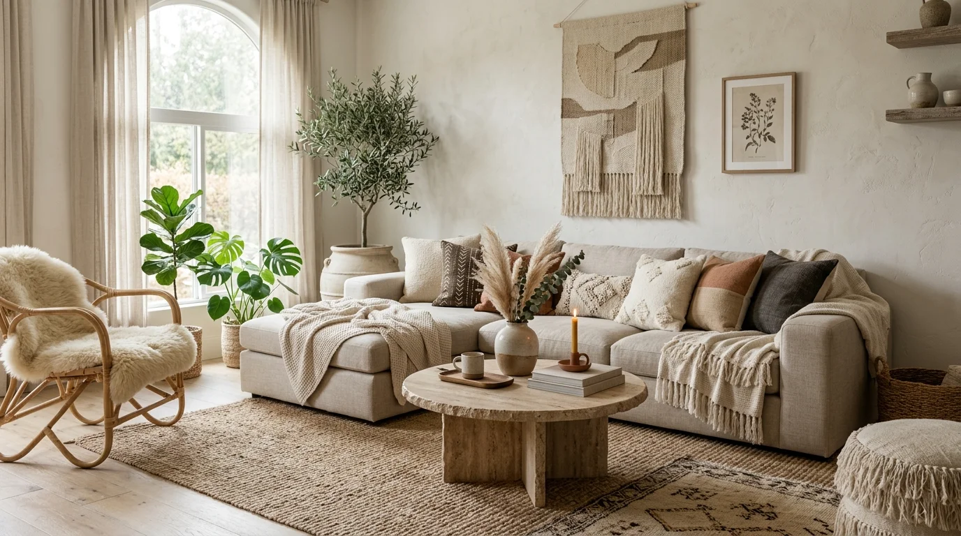 Natural Earthy Boho Living Room Ideas for Grounded Organic Style inspiration image 7