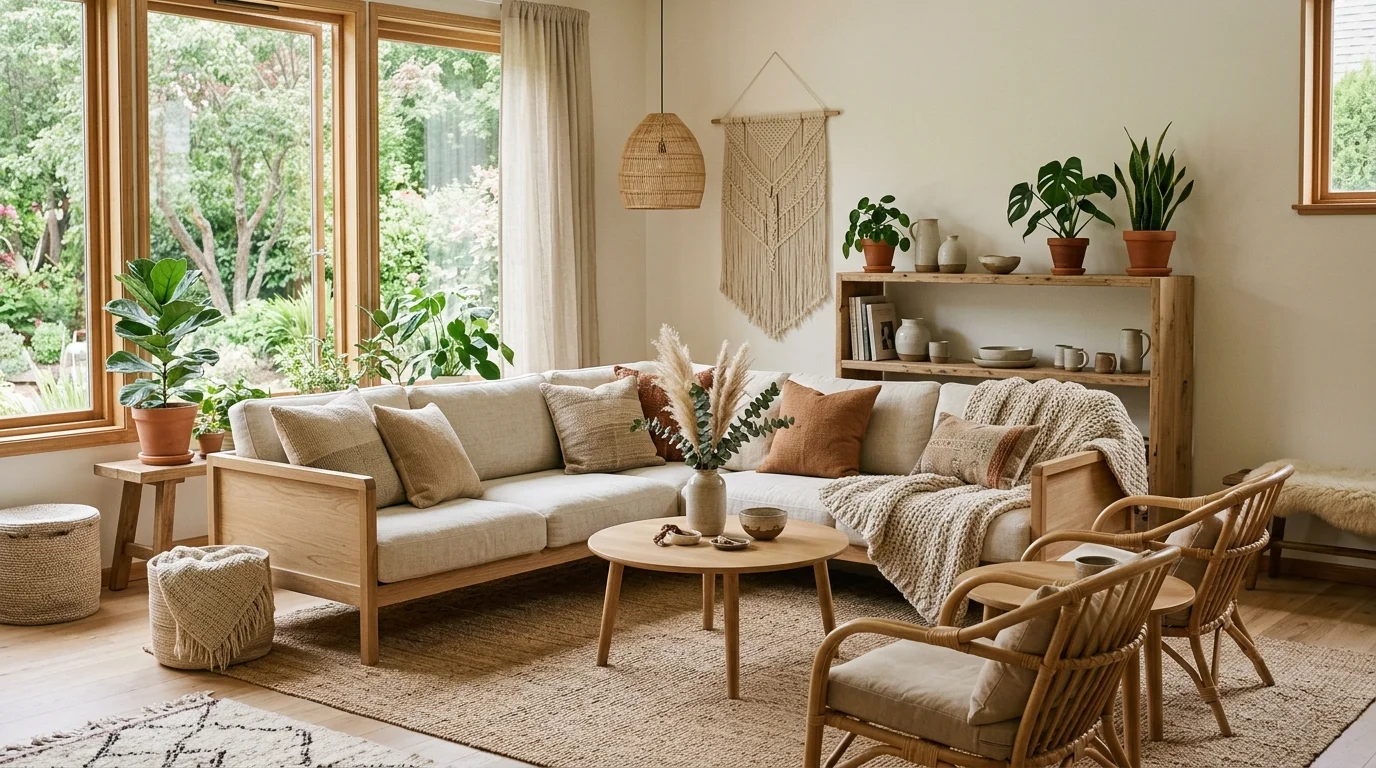 Natural Earthy Boho Living Room Ideas for Grounded Organic Style inspiration image 9