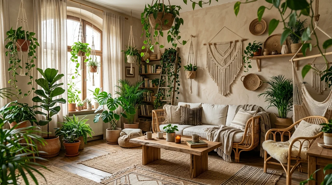 Natural Earthy Boho Living Room Ideas for Grounded Organic Style inspiration image 11