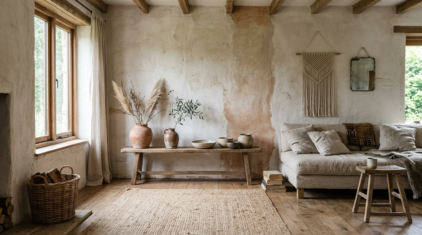 Natural Earthy Boho Living Room Ideas for Grounded Organic Style inspiration image 12