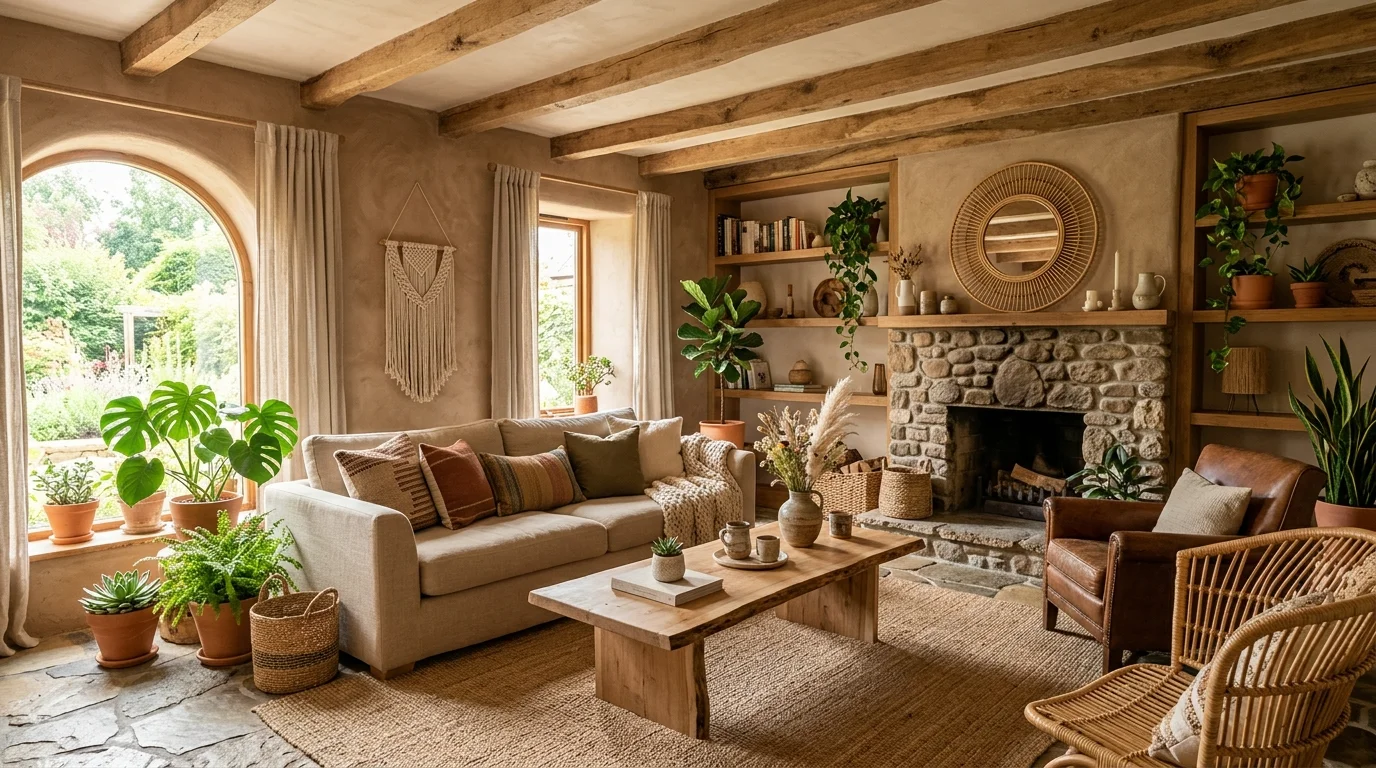 Natural Earthy Boho Living Room Ideas for Grounded Organic Style inspiration image 14