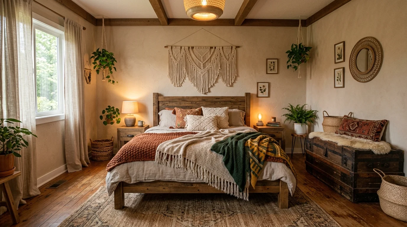 Relaxed Boho Chic Bedroom Ideas for Effortless Bohemian Style inspiration image 12