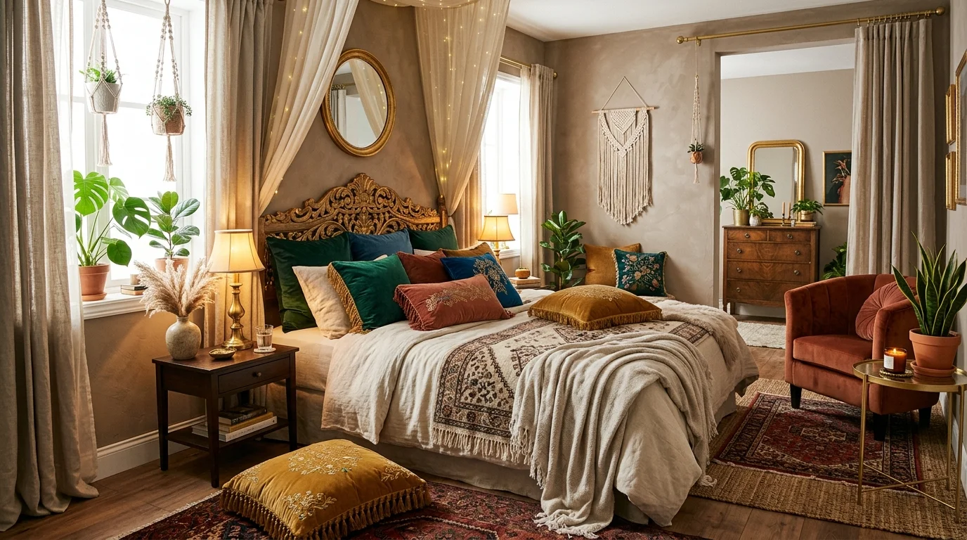 Relaxed Boho Chic Bedroom Ideas for Effortless Bohemian Style inspiration image 14