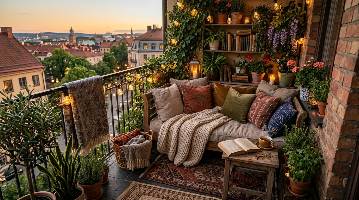Warm Cozy Balcony Ideas for a Snug Outdoor Reading Nook inspiration image 12